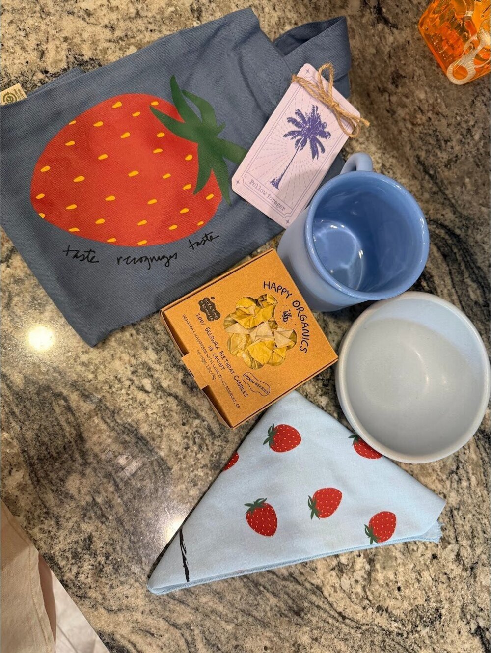 Fellow Forager Strawberry Tote Gift Set Mug Bowl New